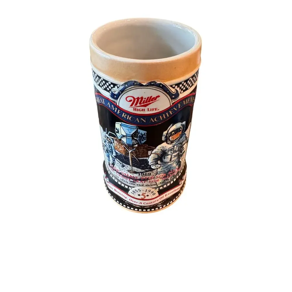 2 Vtg Miller High Life Great American Achievements NASA/River Steamer Steins